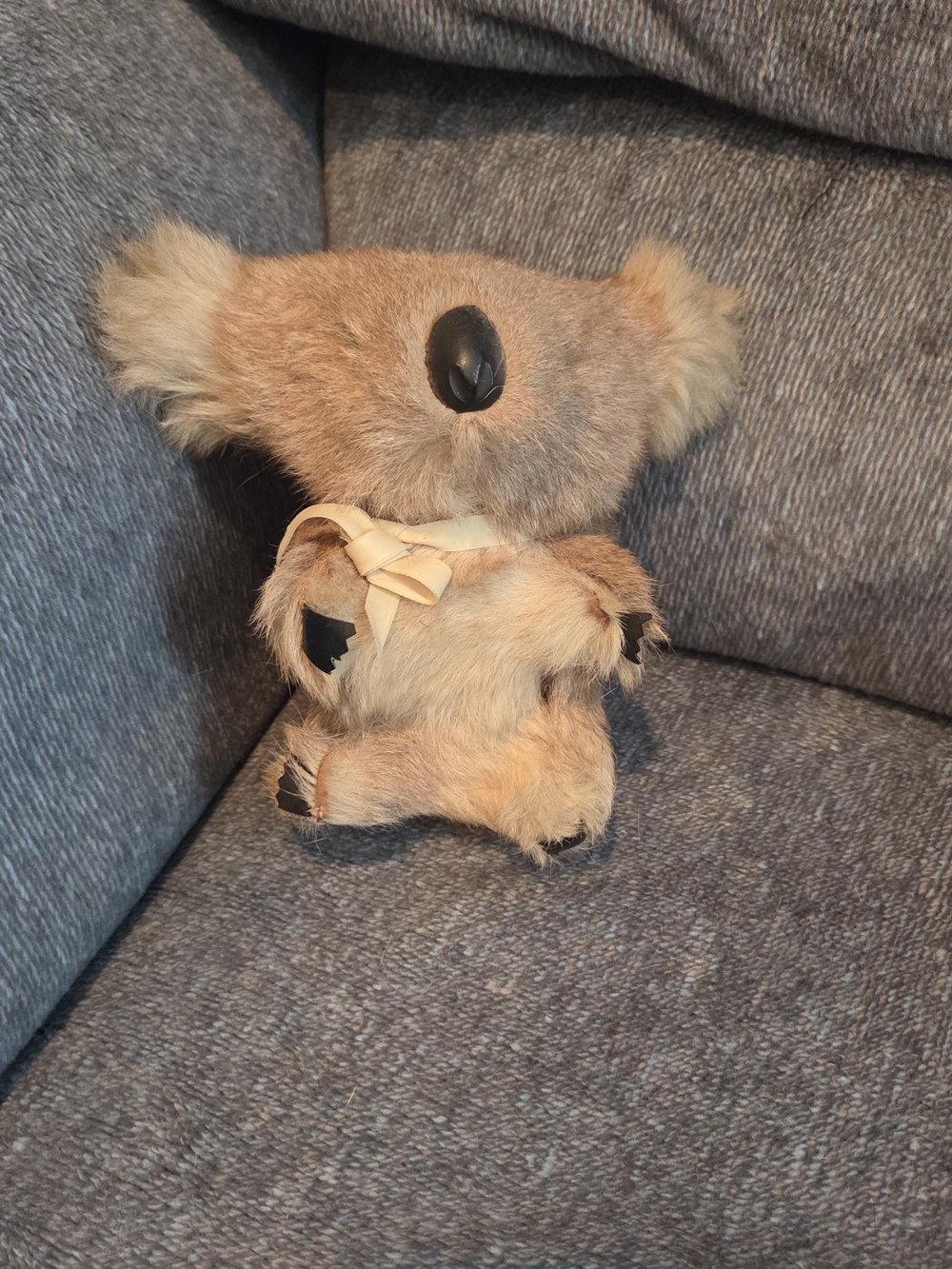 Vintage Koala Stuffed Animal - Tan Kangaroo Fur Small Hard Stuffed